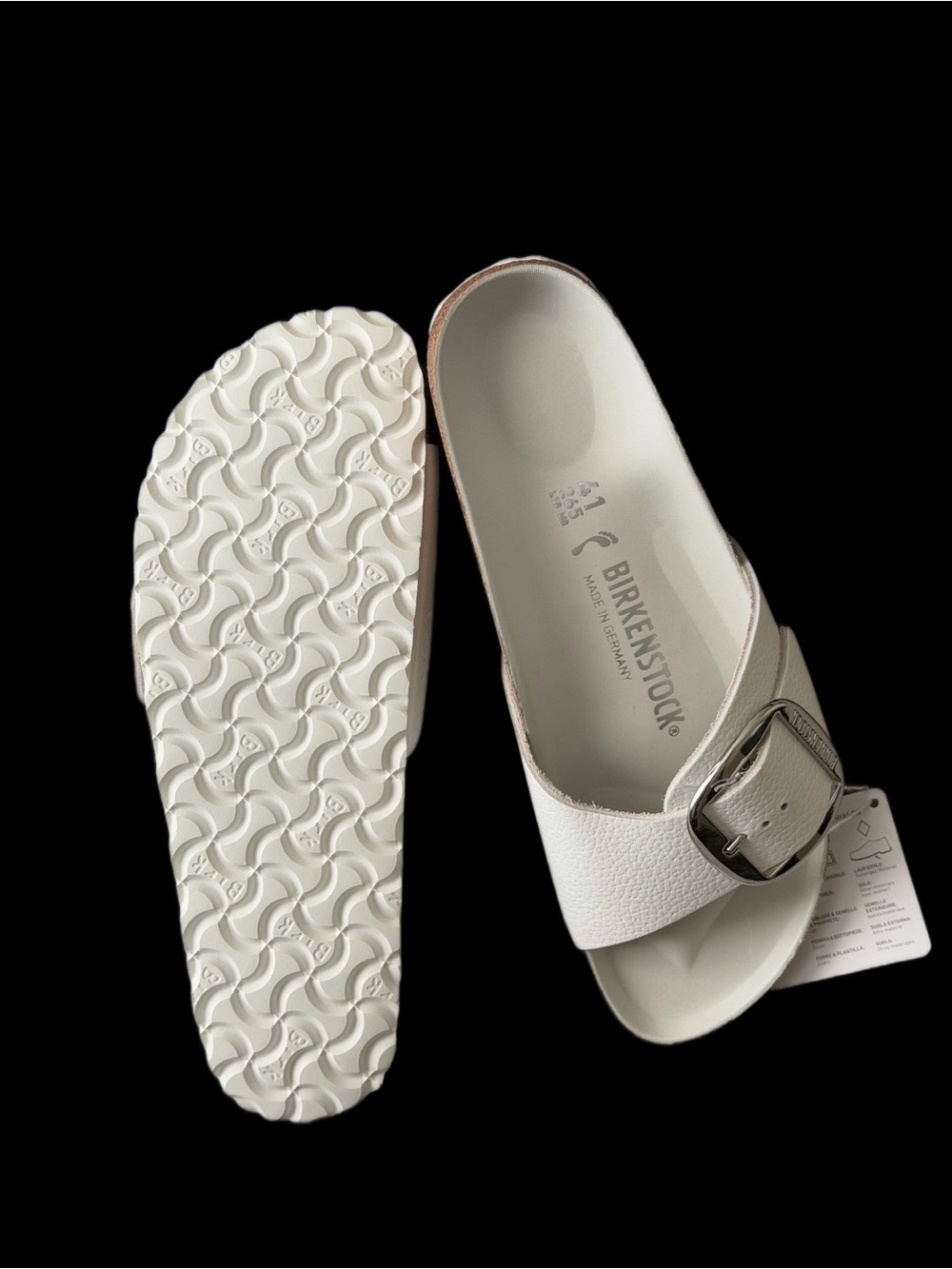 Birkenstock White Women’s Single Buckle Madrid Slide Sandals - Picture 3 of 5